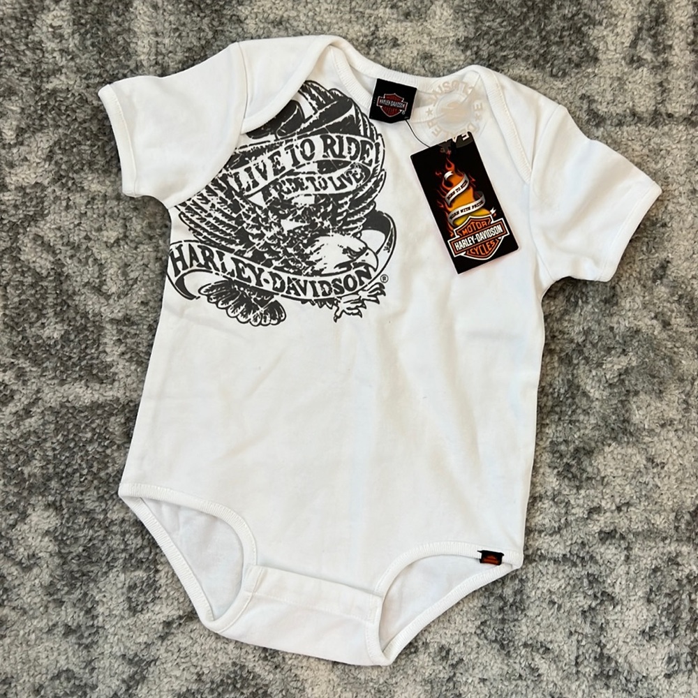 Harley Davidson white onesie